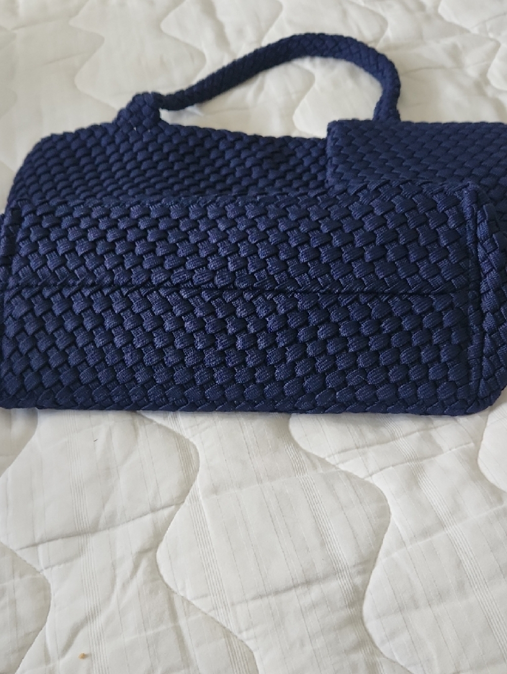 Navy Woven Tote Bag with Wristlet - Women Brand New - Picture 6 of 9
